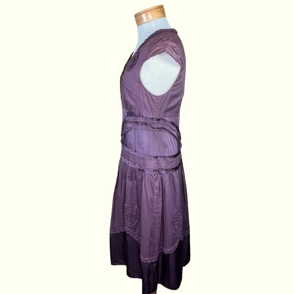 Saja Women’s Boho Lightweight Cotton Plum Midi Dress With Mini Ruffle De… - Picture 11 of 16